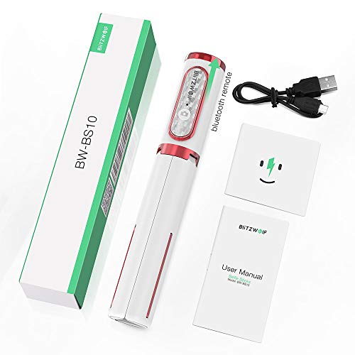 BlitzWolf Palo Selfie Trípode con Control Remoto Bluetooth, Selfie Stick Extensible de Aluminio para iPhone XS MAX/XR/XS/X/8/8P/7/7P/6, Galaxy S10/S9/S8, Huawei, Xiaomi y etc.(Blanco)