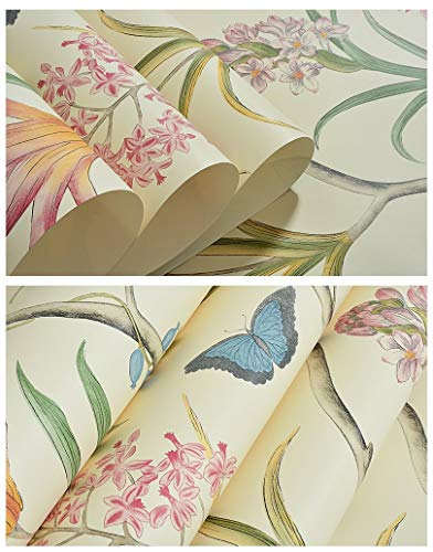 Blooming Wall MH1404 - Papel pintado para pared, diseño de flores vintage, no tejido, para salón, dormitorio, cocina o cuarto de baño, 52,8 cm x 83,3 cm, 17,37 m2, multicolor