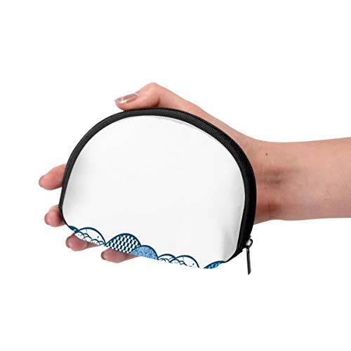 Blue Wave Water The Arts Japón Mujeres Niñas Shell Cosmético Maquillaje Bolsa de Almacenamiento Monedas de Compras al Aire Libre Monedero Organizador