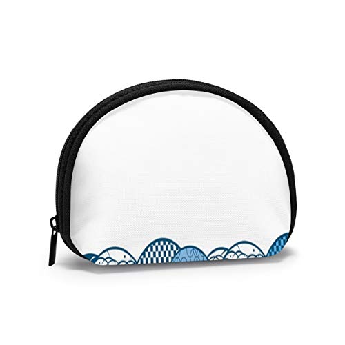 Blue Wave Water The Arts Japón Mujeres Niñas Shell Cosmético Maquillaje Bolsa de Almacenamiento Monedas de Compras al Aire Libre Monedero Organizador