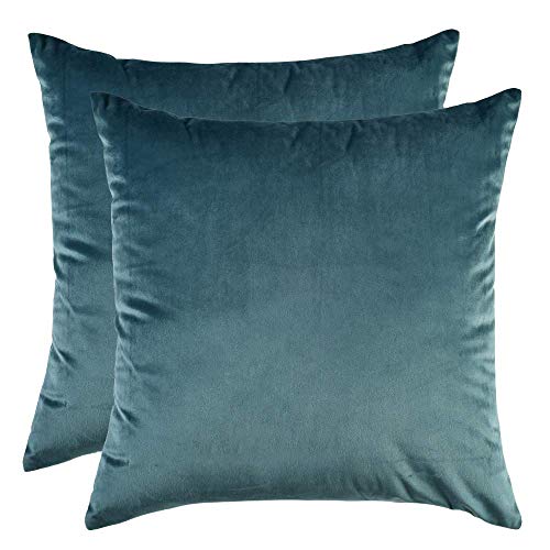 BlueCosto (2_Azul-B Terciopelo Fundas de Cojines Funda de cojín para sofá Almohada Dormitorio Coche Suave Decoración 45 x 45 cm