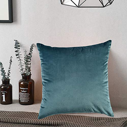 BlueCosto (2_Azul-B Terciopelo Fundas de Cojines Funda de cojín para sofá Almohada Dormitorio Coche Suave Decoración 45 x 45 cm