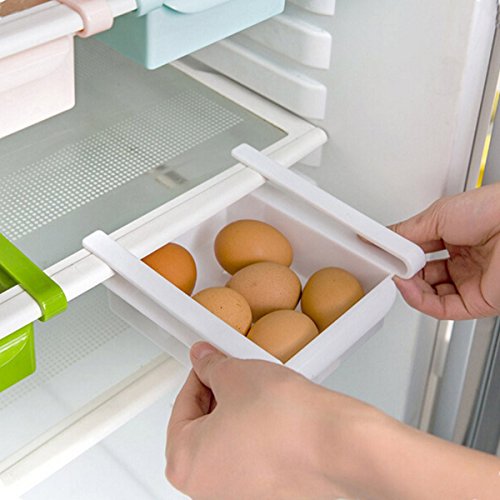 Bluelover Cocina Plástico Nevera Nevera Rack de almacenamiento Congelador Estante Holder Cocina Organización Azul