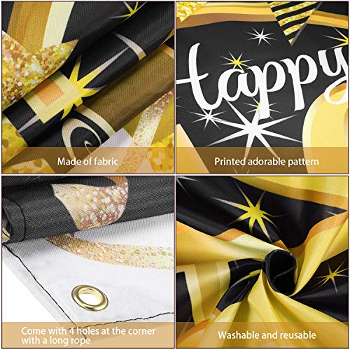 Blulu Decoración de Fiesta de 40 Cumpleaños, Tela Extra Grande Póster de Señal Dorado Negro para 40 Aniversario Fondo de Foto, Materiales de Fiesta de Cumpleaños, 72,8 x 43,3 Pulgadas (Estilo B)