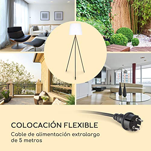 Blumfeldt Moody STX Lámpara - Certificado IP65, Pantalla de PE, Cable extralargo de 5 Metros, Patas de la lámpara de Acero con Revestimiento en Polvo, Portalámparas: E27, 25 Watt, Blanco