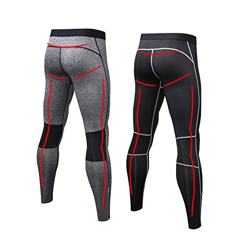 Bmeigo 2 Paquetes Hombres Compresión Leggins Aptitud Pantalones para Running Entrenamiento Cool Dry