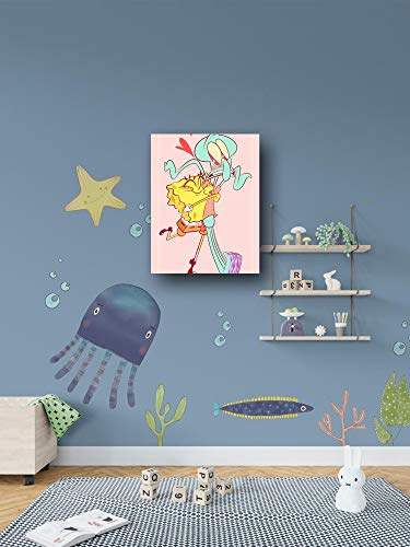 Bob Esponja y calamar Tentáculos Arte de la pared Cuadro Cuadros Arte de la Pintura Impresión en Lienzo para Salón Dormitorio 24x36 pulgadas