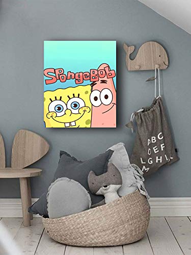 Bob Esponja y Patrick Fondos Naturaleza Moderna Arte Lienzo Arte de la Pared Pinturas Modernas Decoración del Hogar Abstracto Pintura al óleo 45,7 x 61 cm