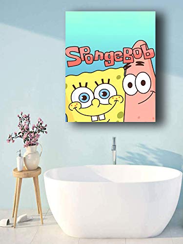 Bob Esponja y Patrick Fondos Naturaleza Moderna Arte Lienzo Arte de la Pared Pinturas Modernas Decoración del Hogar Abstracto Pintura al óleo 45,7 x 61 cm