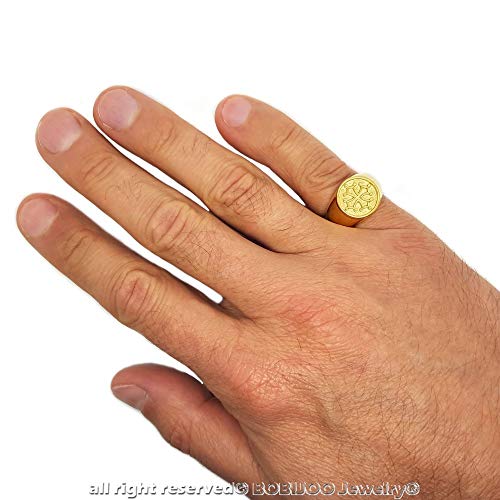 BOBIJOO JEWELRY - Anillo Anillo Anillo Unisex Hombre Mujer De Acero De Oro De Oro Chapado Cruz De Occitania, Languedoc, Francia - 22 (10 US), Dorado - Acero Inoxidable 316