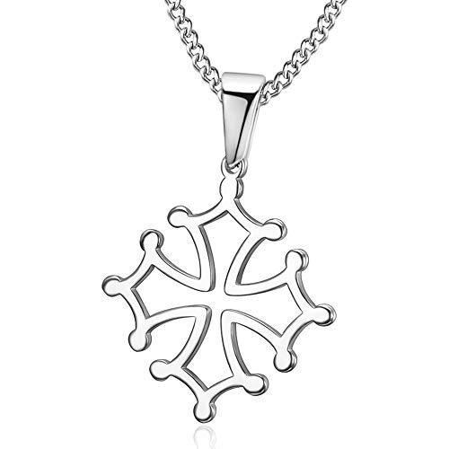 BOBIJOO JEWELRY - Colgante Cruz de Occitania, Languedoc, el Occitano, el Toulouse Collar de Plata de Acero 316L de la Cadena de