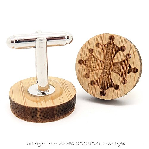 BOBIJOO Jewelry - Par de Gemelos en Madera Occitano de la Cruz, región de Languedoc, Toulouse Occitania