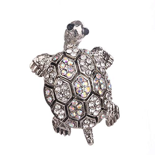 Bobury Regalos de la joyería de la Tortuga de Las Mujeres Broche Cristal Decor Bufanda Hebilla de aleación de Las Muchachas Breastpin Contacto de Ropa