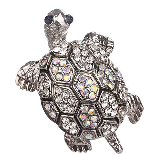 Bobury Regalos de la joyería de la Tortuga de Las Mujeres Broche Cristal Decor Bufanda Hebilla de aleación de Las Muchachas Breastpin Contacto de Ropa