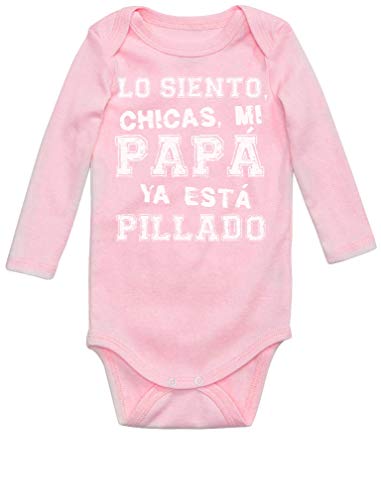 Body de Manga Larga para bebé - Lo Siento Chicas mi Papá ya Está Pillado - Regalo Original Padre, Papá 0-3 Mes Rosa