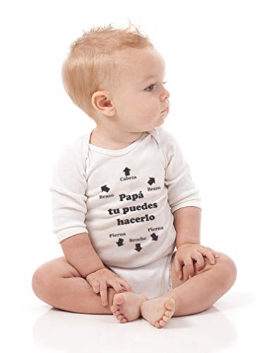 Body de Manga Larga para Bebé - Regalos Originales para Padres Primerizos - Papá Tu Puedes Hacerlo Newborn Blanco