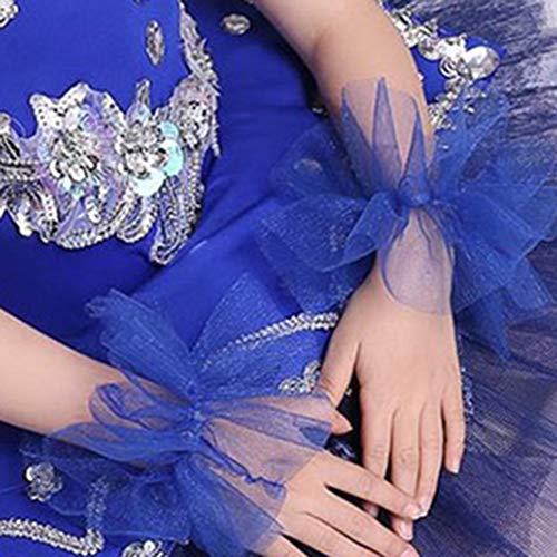 Boenxuan Niñas Elegante Ballet de Tul Vestido de tutú de la Danza - Lentejuelas con Cuentas Flor de Baile Trajes de Jersey Roca Rendimiento,Azul,110cm