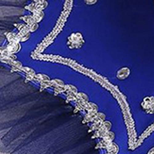 Boenxuan Niñas Elegante Ballet de Tul Vestido de tutú de la Danza - Lentejuelas con Cuentas Flor de Baile Trajes de Jersey Roca Rendimiento,Azul,110cm