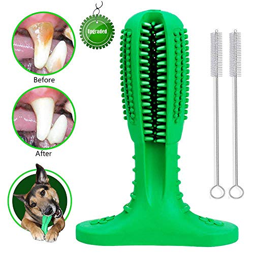 Bogeer Cepillo de Dientes para Perros Dog Brushing Stick Limpieza de higiene Dental Cuidado Oral para Mascotas Juguete para Masticar Regalo de Amante de los Animales no tóxica verde