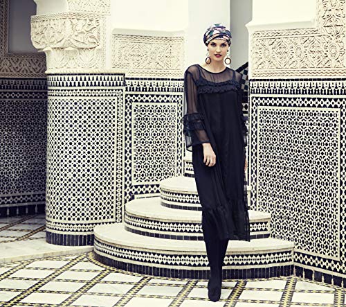 Boho Spirit Headwear Espectacular Turbante Sapphire con su Banda Amovible y Ajustable - Disponible en Dos Estampados (Mosaico Vintage)