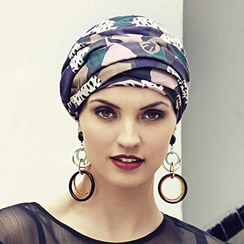 Boho Spirit Headwear Espectacular Turbante Sapphire con su Banda Amovible y Ajustable - Disponible en Dos Estampados (Mosaico Vintage)