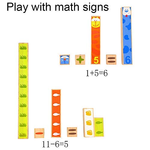 BOHS Número de Barras de Madera Montessori del Arco Iris - Conceptos de Matemáticas Visuales - Contar, sumar, restar, fracciones - Juguetes de manipulación de Preescolar (2CM-24CM)