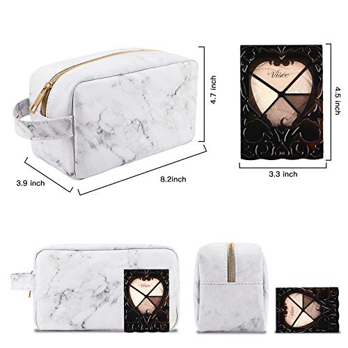 BOJLY Bolsa de Maquillaje, Bolsa de Aseo Neceser de Viaje para Hombres y Mujeres, Bolso Cosmético de Cuero de PU Plegable Impermeable Multifuncional (Blanca)