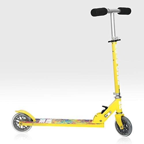 BOLDCUBE Patinete de 2 Dos Ruedas Plegable - Altura Ajustable - Aluminio Monopatín con PU Ruedas - Scooter para Ciudad Niños 5-14 Años (Amarillo)