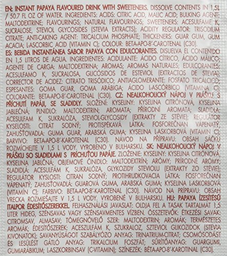 Bolero Bebida Instantánea sin Azúcar, Sabor Papaya - Paquete de 24 x 9 gr - Total: 216 gr