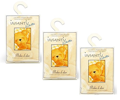 BOLES D'OLOR Pack of 3 Large Scented Sachet Teddy Bear Kukette with Hanger, Fragrance Citrus, Lavender