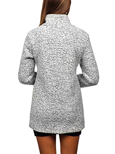 BOLF Mujer Abrigo De Invierno Abotonado Sencilla Cuello Elevado Estilo Elegante AAA 6011-1 Blanco One Size [D4D]