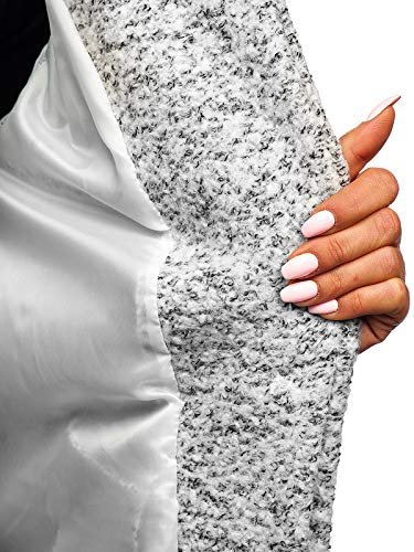 BOLF Mujer Abrigo De Invierno Abotonado Sencilla Cuello Elevado Estilo Elegante AAA 6011-1 Blanco One Size [D4D]