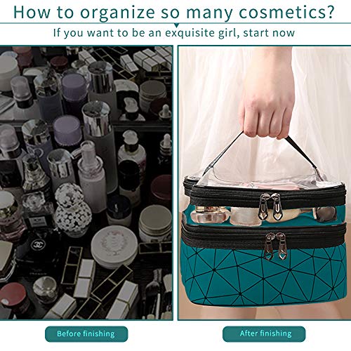 Bolsa cosmética mreechan,Make Up Bolso Impermeable Doble, Compartimento Transparente Superior, Bolsa cosmética de Viaje, Regalos de Bolsa de Maquillaje para Las Mujeres