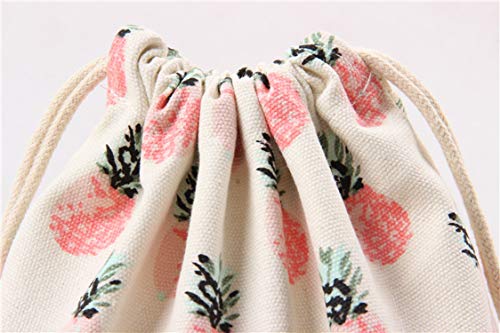 Bolsa de almacenamiento de algodón de lona con cordón de piña, regalo, té, caramelo, organizador de joyas, maquillaje, cosméticos, monedas, llaves, bolsas, como la imagen-S