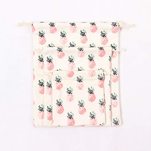 Bolsa de almacenamiento de algodón de lona con cordón de piña, regalo, té, caramelo, organizador de joyas, maquillaje, cosméticos, monedas, llaves, bolsas, como la imagen-S