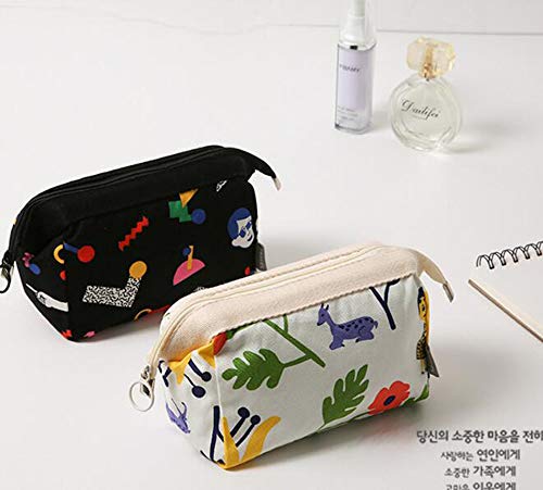 Bolsa de aseo, bolsa de maquillaje , bolsa de cosméticos , compacta y plegable, estilo japonés ( Negra )