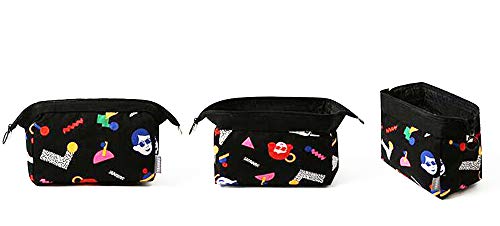 Bolsa de aseo, bolsa de maquillaje , bolsa de cosméticos , compacta y plegable, estilo japonés ( Negra )
