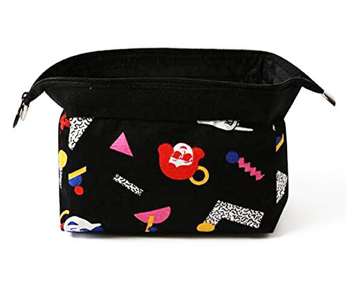 Bolsa de aseo, bolsa de maquillaje , bolsa de cosméticos , compacta y plegable, estilo japonés ( Negra )