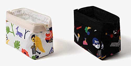 Bolsa de aseo, bolsa de maquillaje , bolsa de cosméticos , compacta y plegable, estilo japonés ( Negra )
