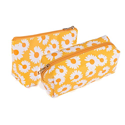 Bolsa de aseo cosmetica,para llevar maquillaje fundamental de bolsa de aseo portátil impermeable de organizador viaje diaria organizador de artículos de aseo al aire libre,margaritas amarillas