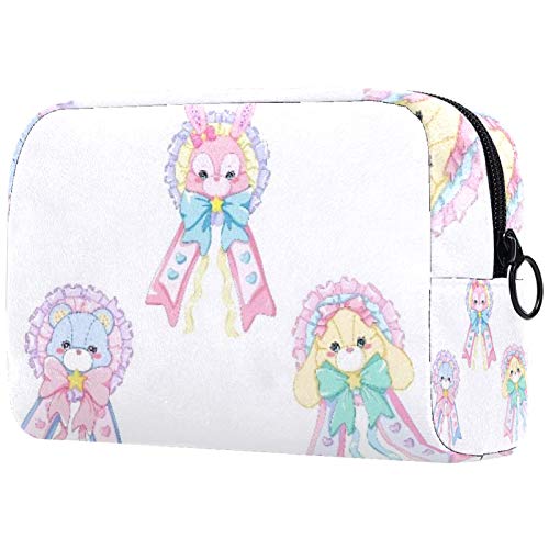 Bolsa de brochas de maquillaje personalizables, bolsas de aseo portátiles para mujer, organizador de viaje, falda de conejo.