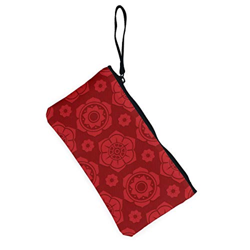 Bolsa de lona tradicional china y japonesa sin costuras, para cambiar monedas, monedero, con cremallera, correa de muñeca, estuche para maquillaje, para mujeres y niñas