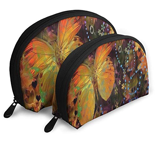 Bolsa de Maquillaje Butterflys Heart Colorful Shell Portable Toiletry Organizer para Novia 2 Piezas