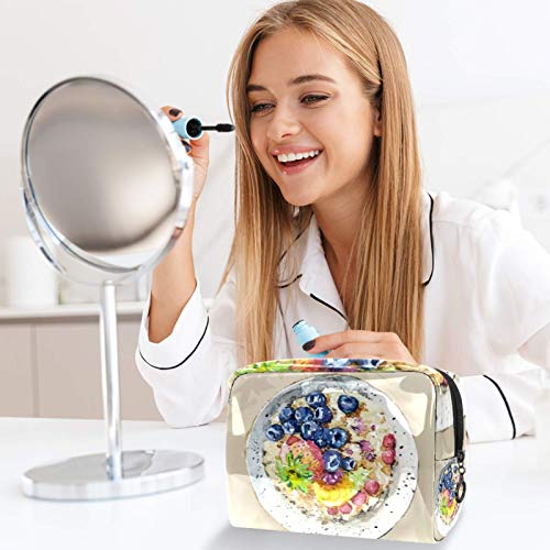 Bolsa de maquillaje portátil con cremallera bolsa de aseo de viaje para las mujeres práctico almacenamiento cosmético bolsa desayuno fruta avena