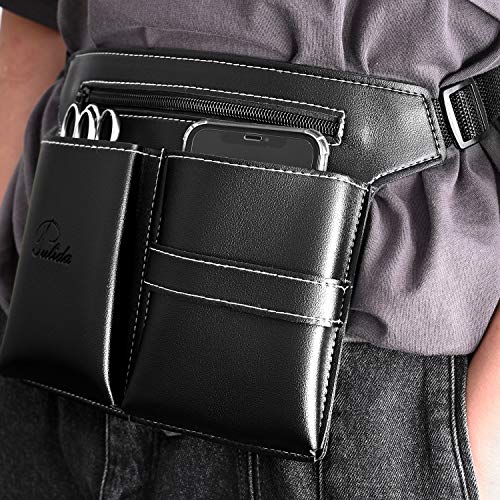 Bolsa De Peluquería Cinturón Bolsa De Herramientas De Maquillaje Profesional Multifunción Bolsa De Peluquería Kit De Tijeras Para El Cabello Bolsa Tijeras Cepillos Almacenamiento (Negro)