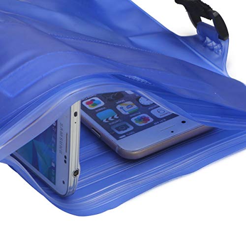 Bolsa Impermeable, RIXOW Funda Estuche Estanco al Agua con la Correa de Cintura Ajustable para la Playa, Natación, Canoa, Windsurf, Kayak, Senderismo, Negro y Azul (2 Unidades)