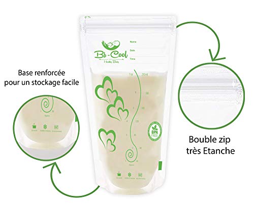 Bolsas de almacenamiento para conservar y congelar leche materna, 100 bolsas de leche materna preesterilizadas sin BPA, 210ml  (100 bolsas)