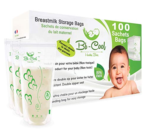 Bolsas de almacenamiento para conservar y congelar leche materna, 100 bolsas de leche materna preesterilizadas sin BPA, 210ml  (100 bolsas)