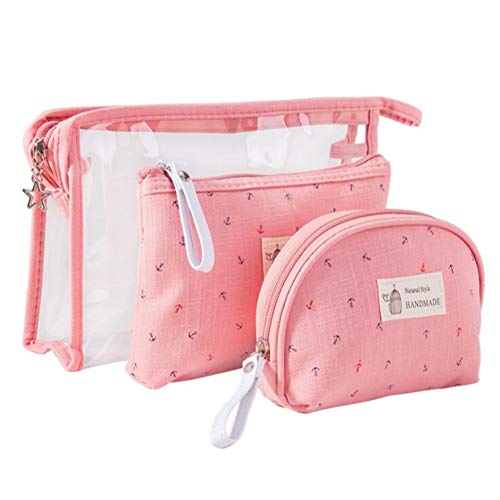 Bolsas de Aseo, RUISIKIOU 3 Sets Bolsa de Viaje de PVC Artículos de Aseo Kit de Maquillaje cosmético Cartera Transparente pequeña para Mujer