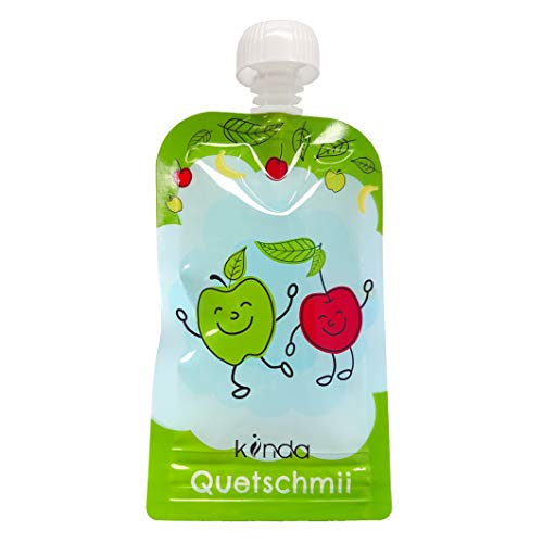Bolsas de comida para bébés reutilizables (pack de 6), sin BPA | fácil de llenar y limpiar | ideal para batidos de fruta caseros, papi | adecuado para congelador y lavavajillas (100 ml)